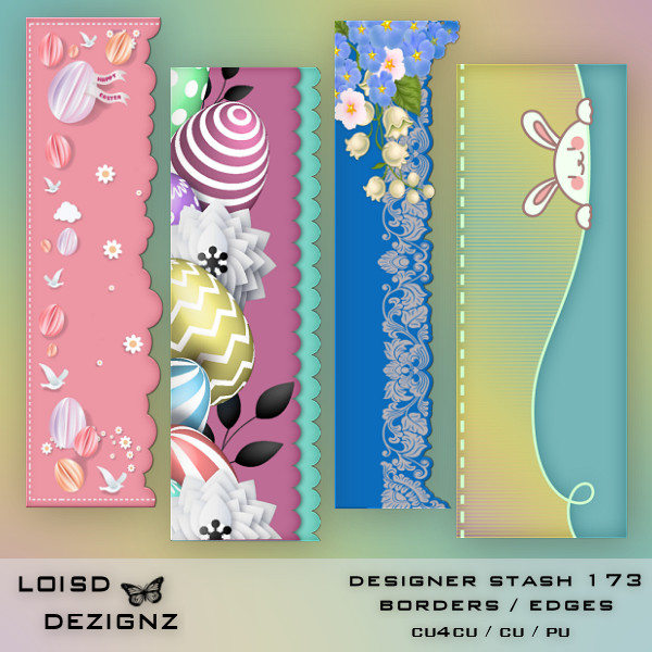 Designer Stash 173 - Easter Borders - cu4cu/cu/pu - Click Image to Close