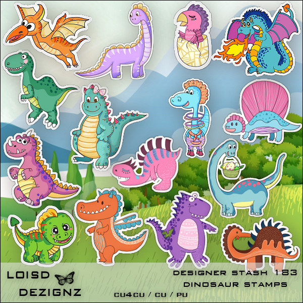 Designer Stash 183 - Dinosaur Stickers - cu4cu/cu/pu - Click Image to Close