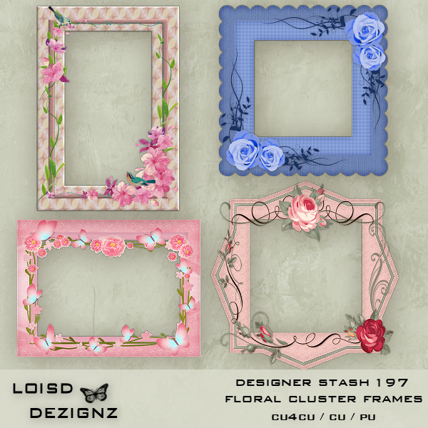 Designer Stash 197 - Floral Cluster Frames - cu4cu/cu/pu - Click Image to Close