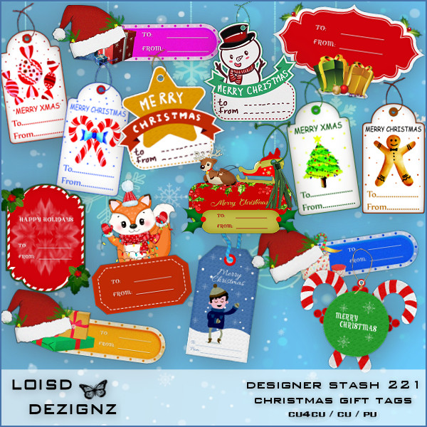 Designer Stash 221 - Christmas Gift Tags - cu4cu/cu/pu - Click Image to Close