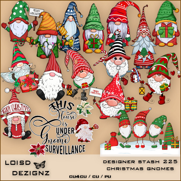 Designer Stash 225 - Christmas Gnomes Mix - cu4cu/cu/pu - Click Image to Close