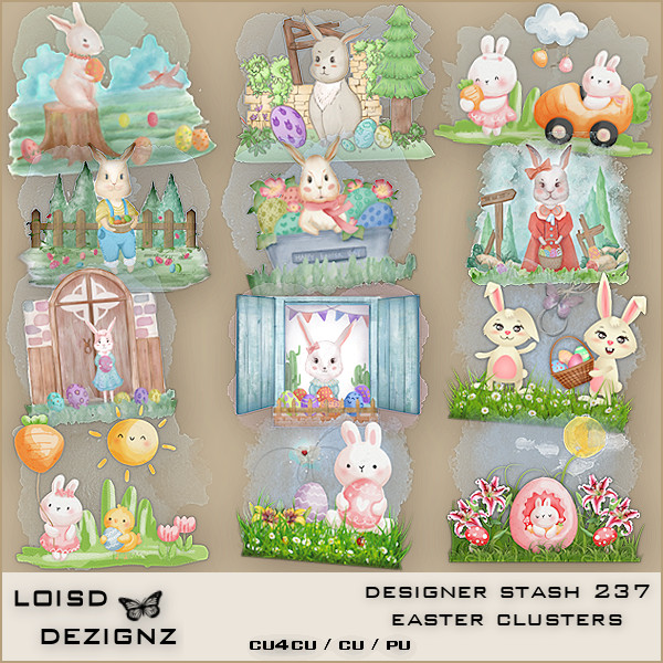 Designer Stash 237 - Easter Scenery Clusters - cu4cu/cu/pu - Click Image to Close