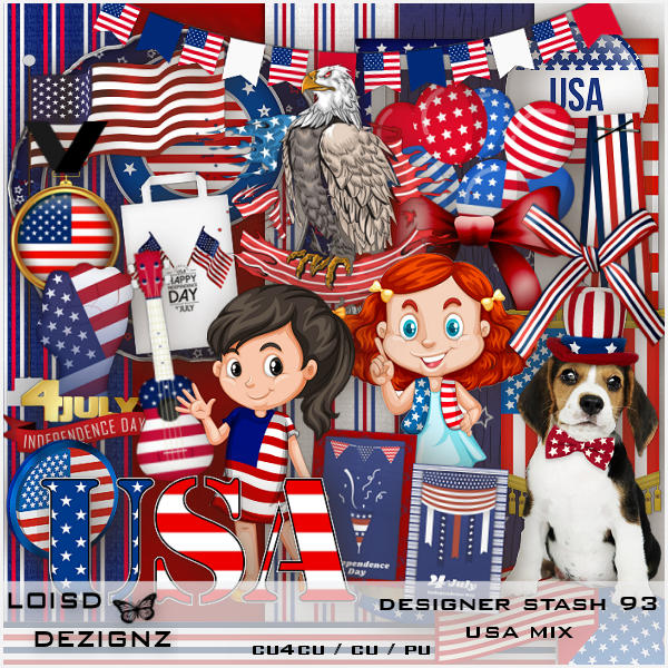 Designer Stash 93 - USA Patriotic Mix - CU4CU/CU/PU - Click Image to Close