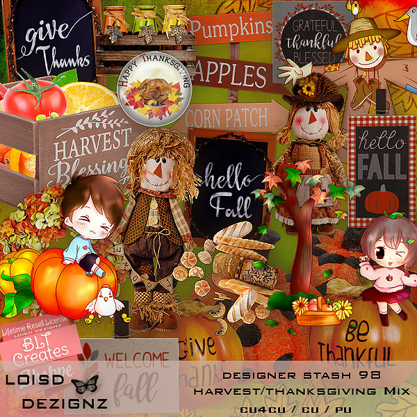 Designer Stash 98 - Harvest/Thanksgiving Mix - cu4cu / cu / pu - Click Image to Close