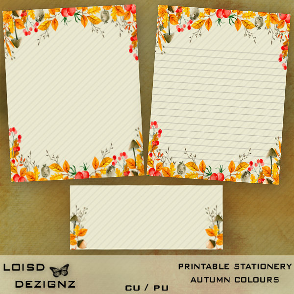 Printable Stationery - Autumn - cu/pu - Click Image to Close