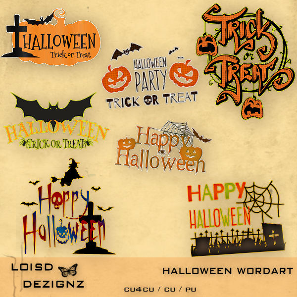 Halloween Wordart - CU4CU / CU / PU - Click Image to Close