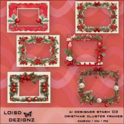 AI Designer Stash 03 - Christmas Cluster Frames - CU4CU/CU/PU