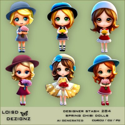 Designer Stash 284 - Spring Chibi Dolls