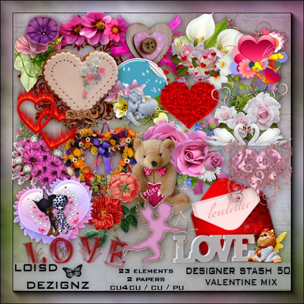 Designer Stash 50 - Valentine Mix - cu4cu / cu / pu - Click Image to Close