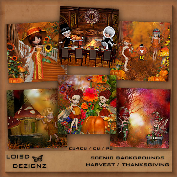 Scenic Backgrounds Harvest / Thanksgiving - cu4cu / pu - Click Image to Close