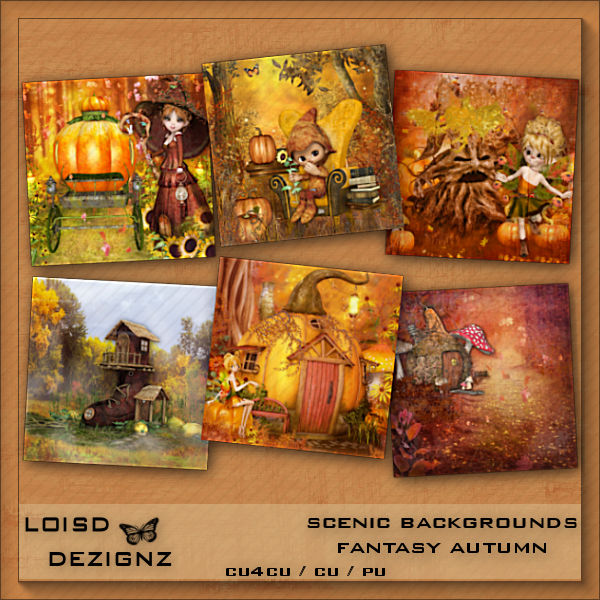 Scenic Backgrounds - Fantasy Autumn - cu4cu / pu - Click Image to Close