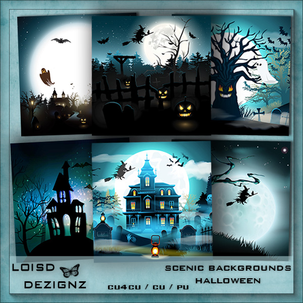 Scenic Backgrounds - Halloween - cu4cu / pu - Click Image to Close
