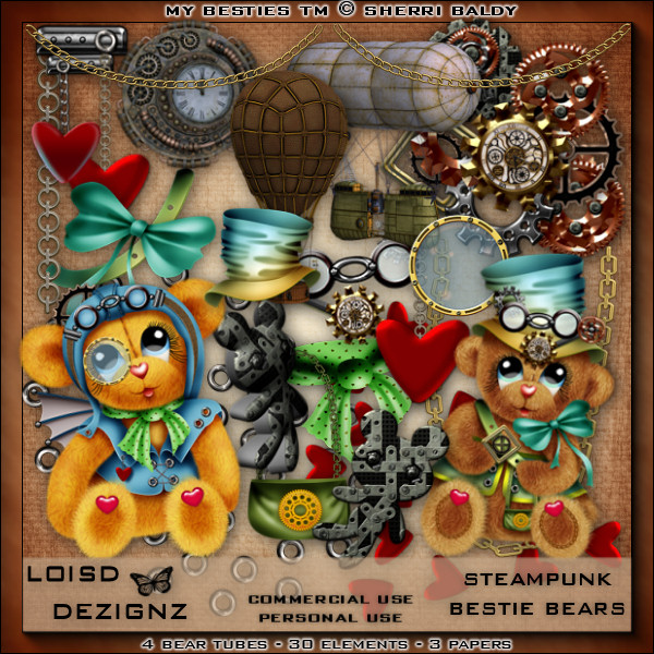 Steampunk Besties Bears - CU/PU - Click Image to Close